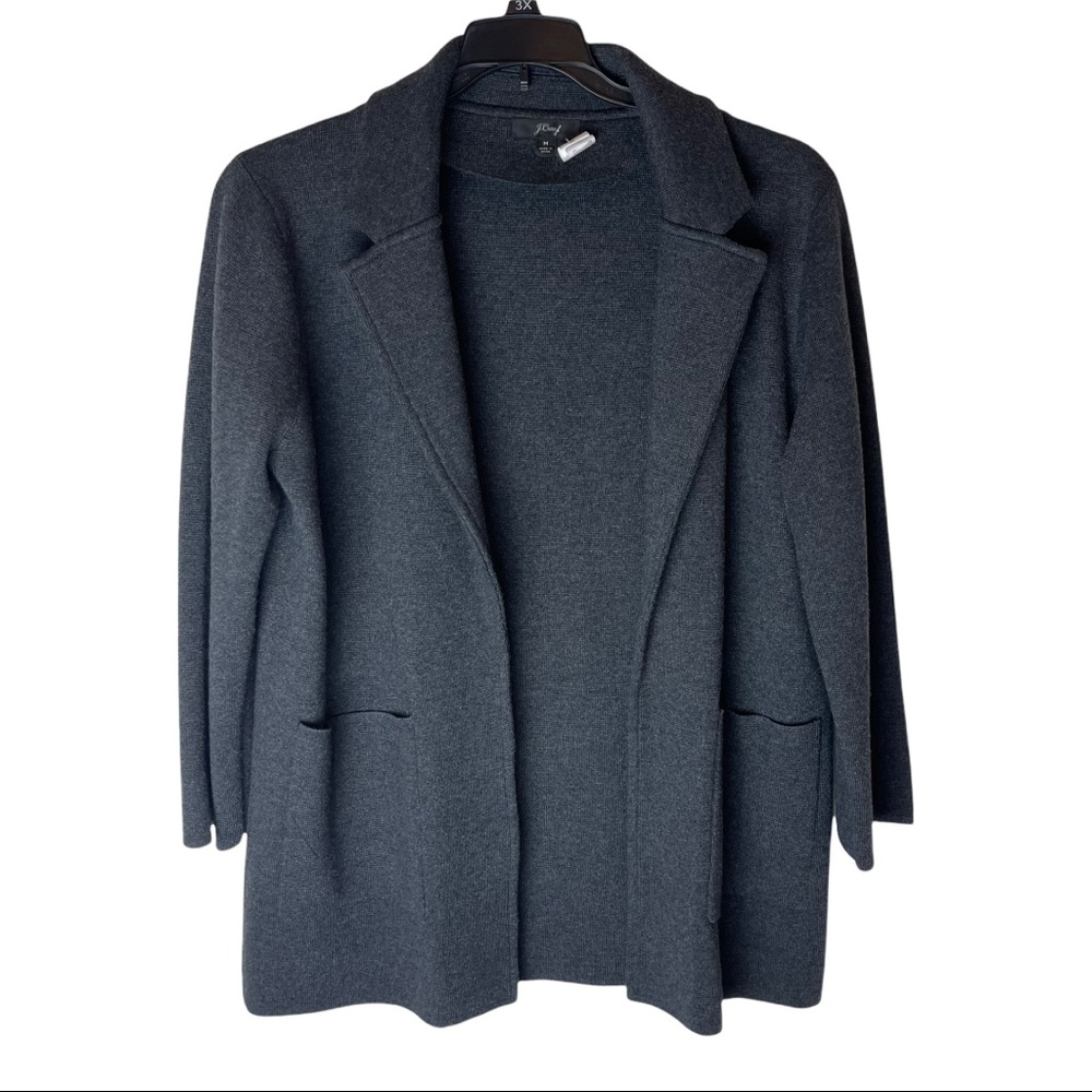 J Crew Gray Sophie Open Front Sweater Jacket M